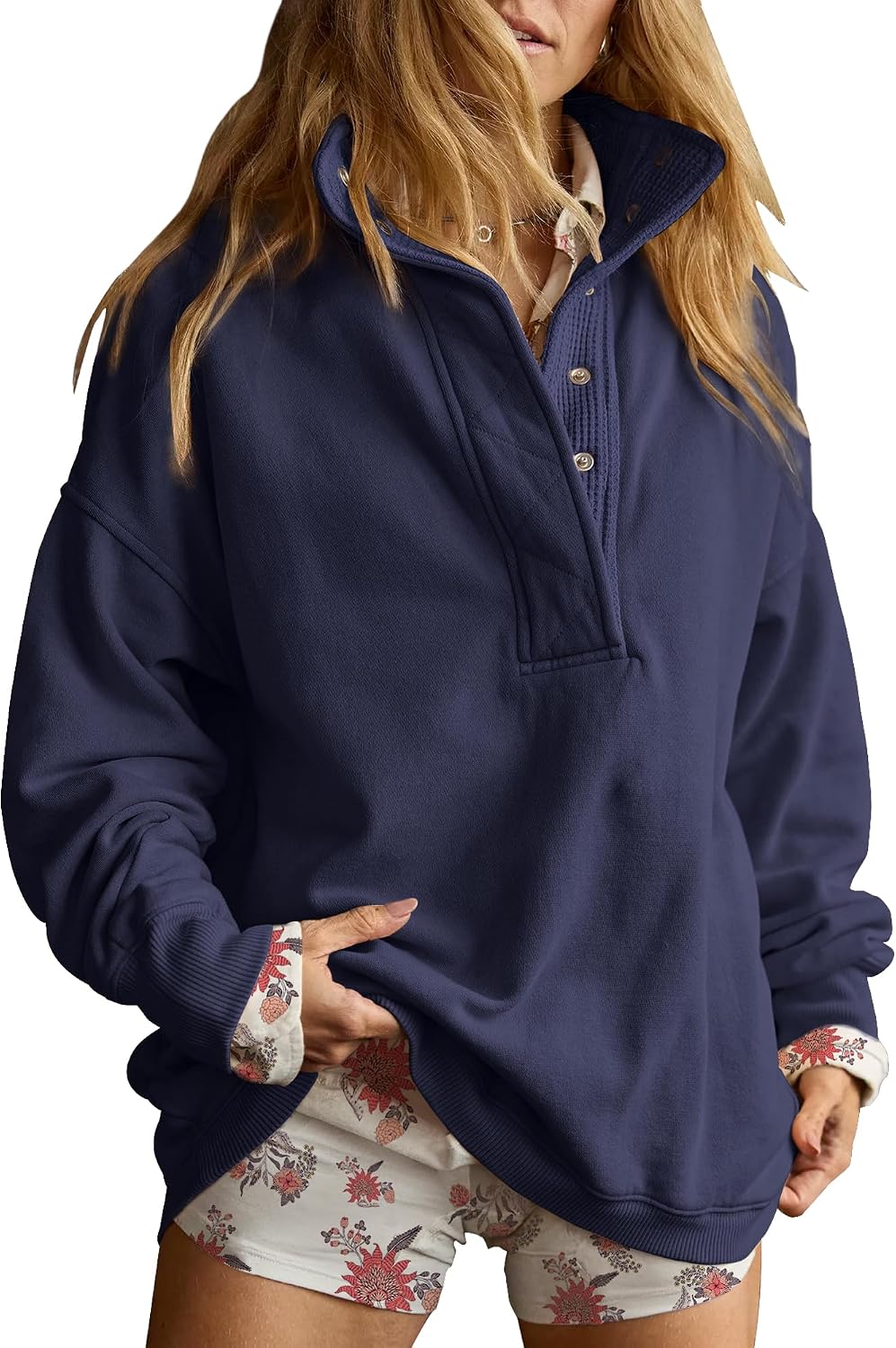 Sweatshirt for Women Oversized Henley
