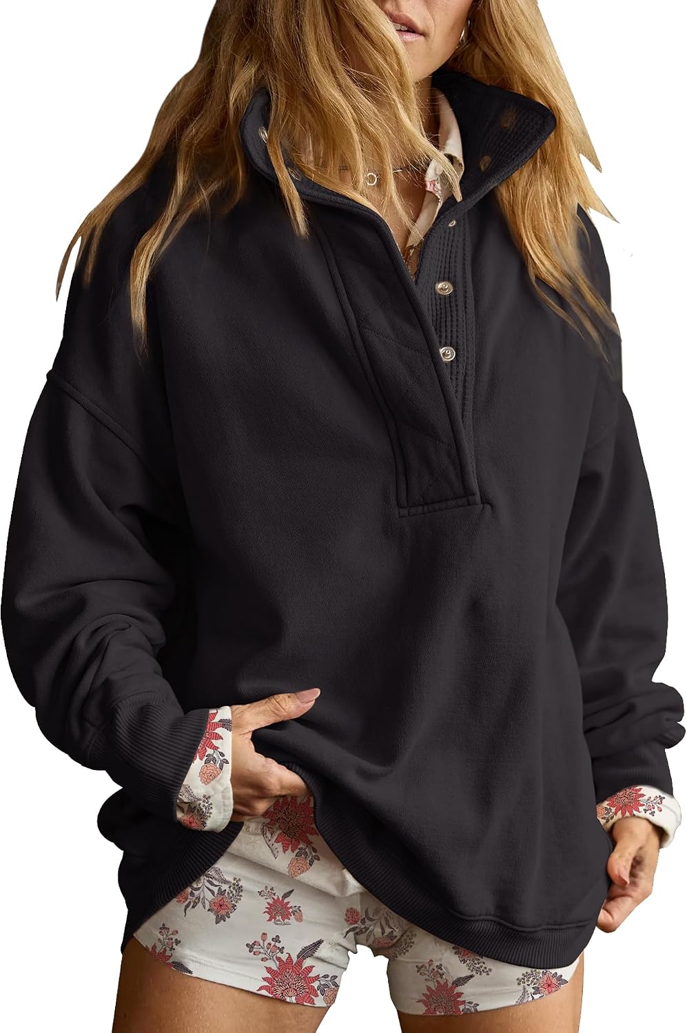 Sweatshirt for Women Oversized Henley