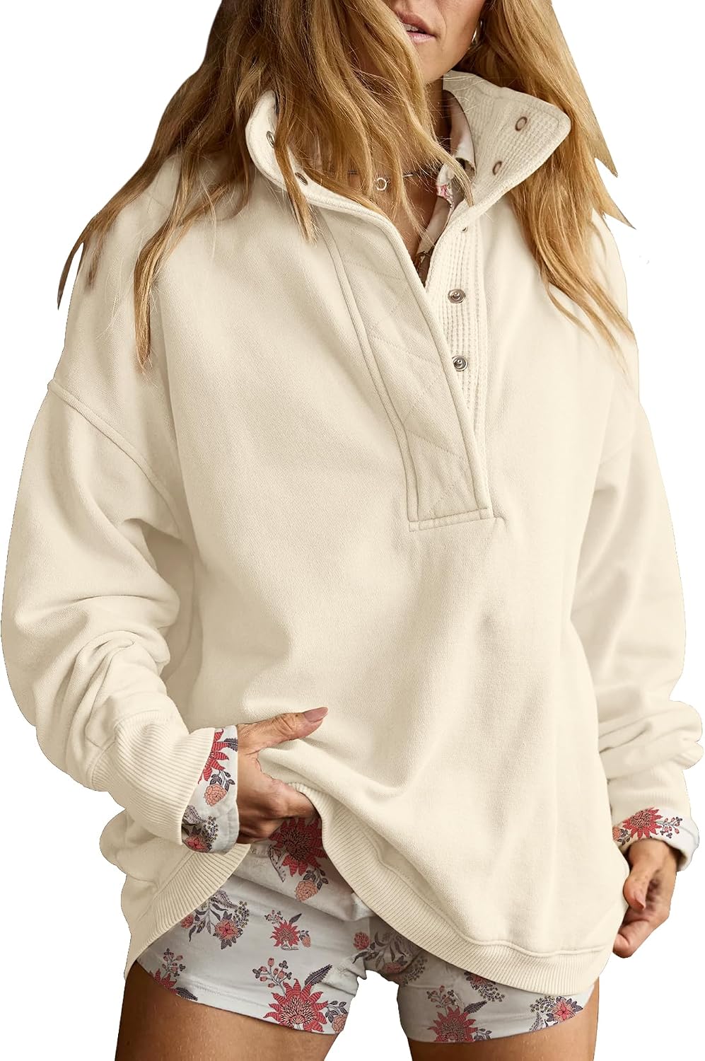 Sweatshirt for Women Oversized Henley