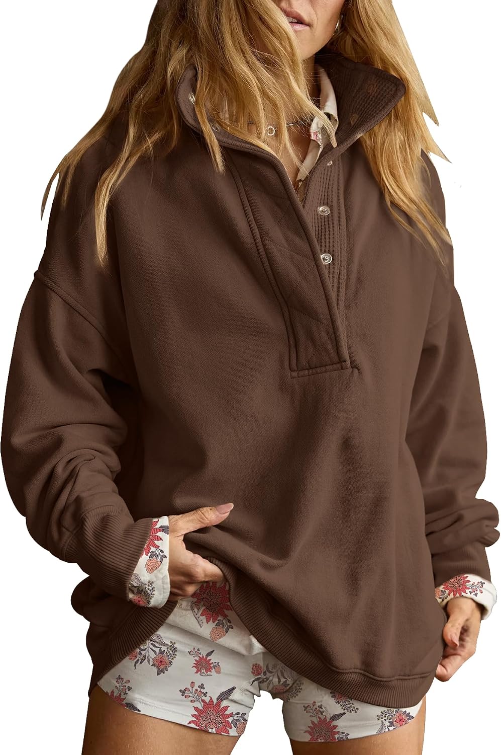 Sweatshirt for Women Oversized Henley