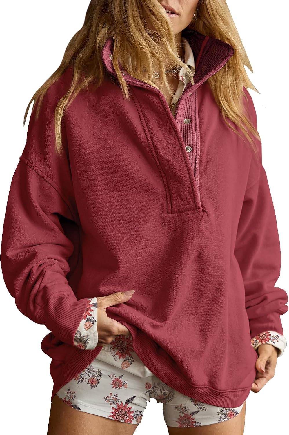 Sweatshirt for Women Oversized Henley