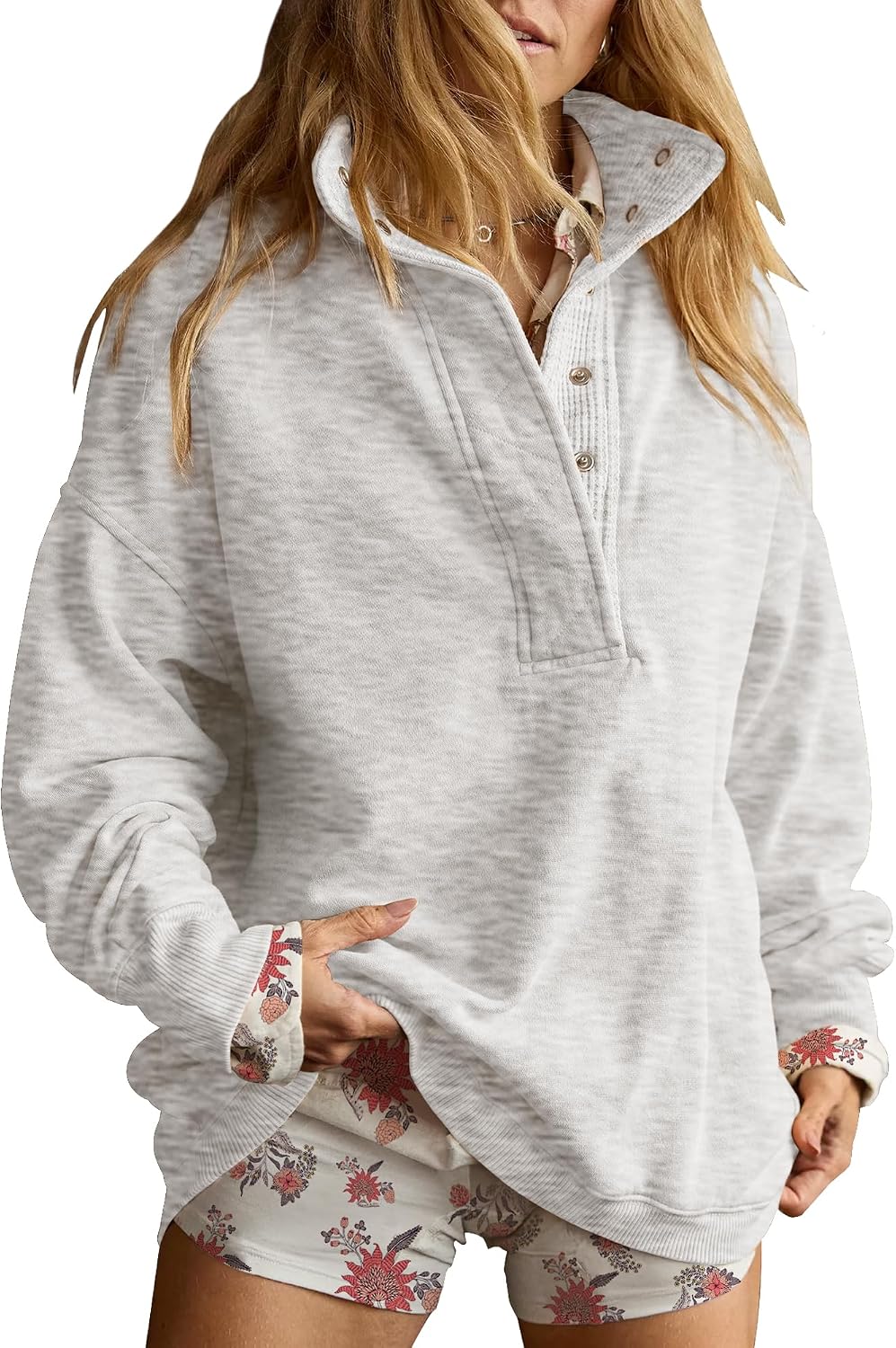 Sweatshirt for Women Oversized Henley