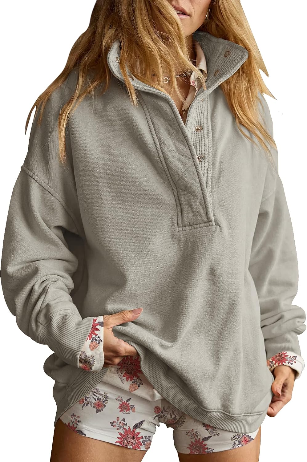 Sweatshirt for Women Oversized Henley