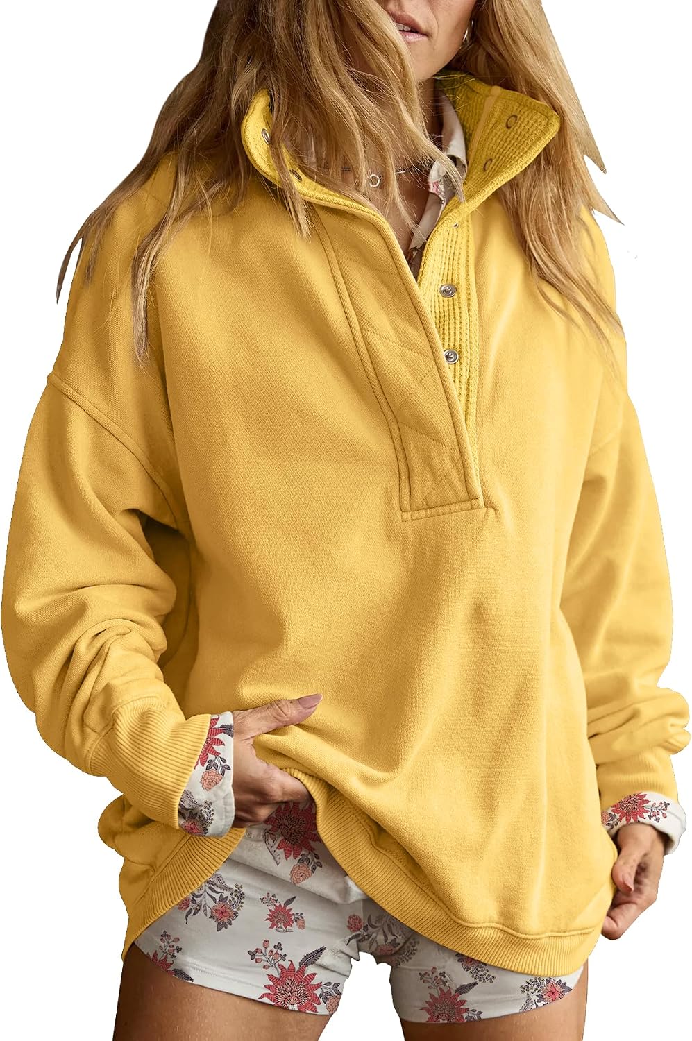 Sweatshirt for Women Oversized Henley