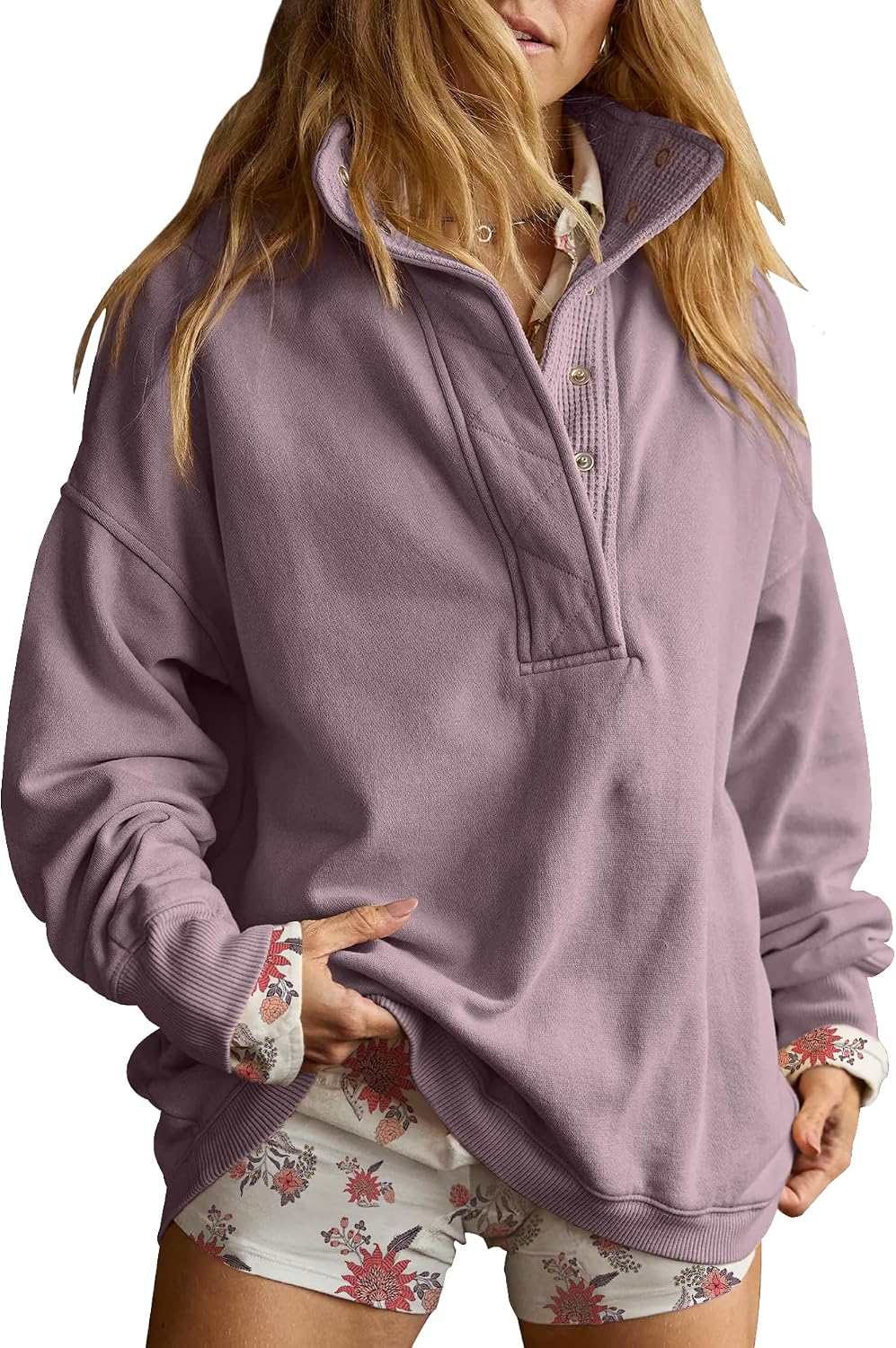 Sweatshirt for Women Oversized Henley