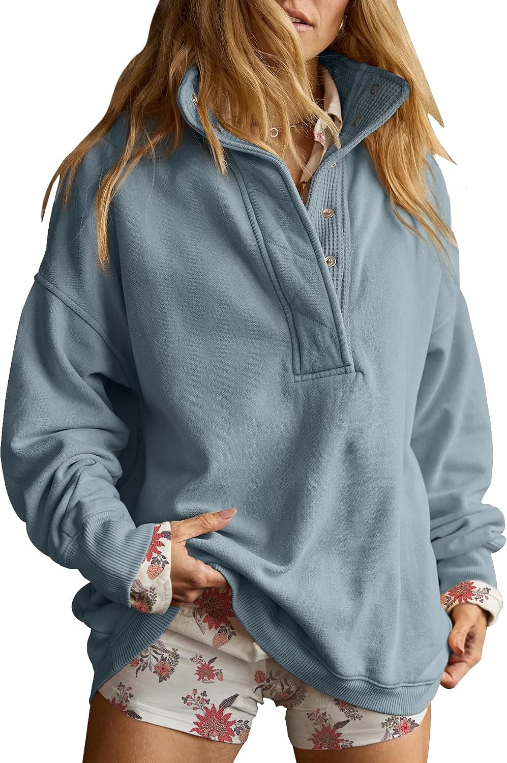 Sweatshirt for Women Oversized Henley