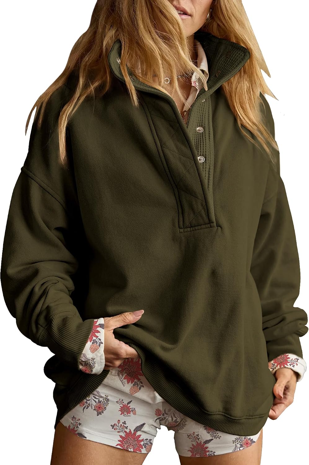 Sweatshirt for Women Oversized Henley