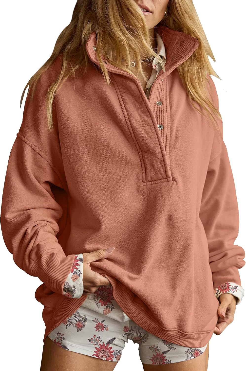 Sweatshirt for Women Oversized Henley