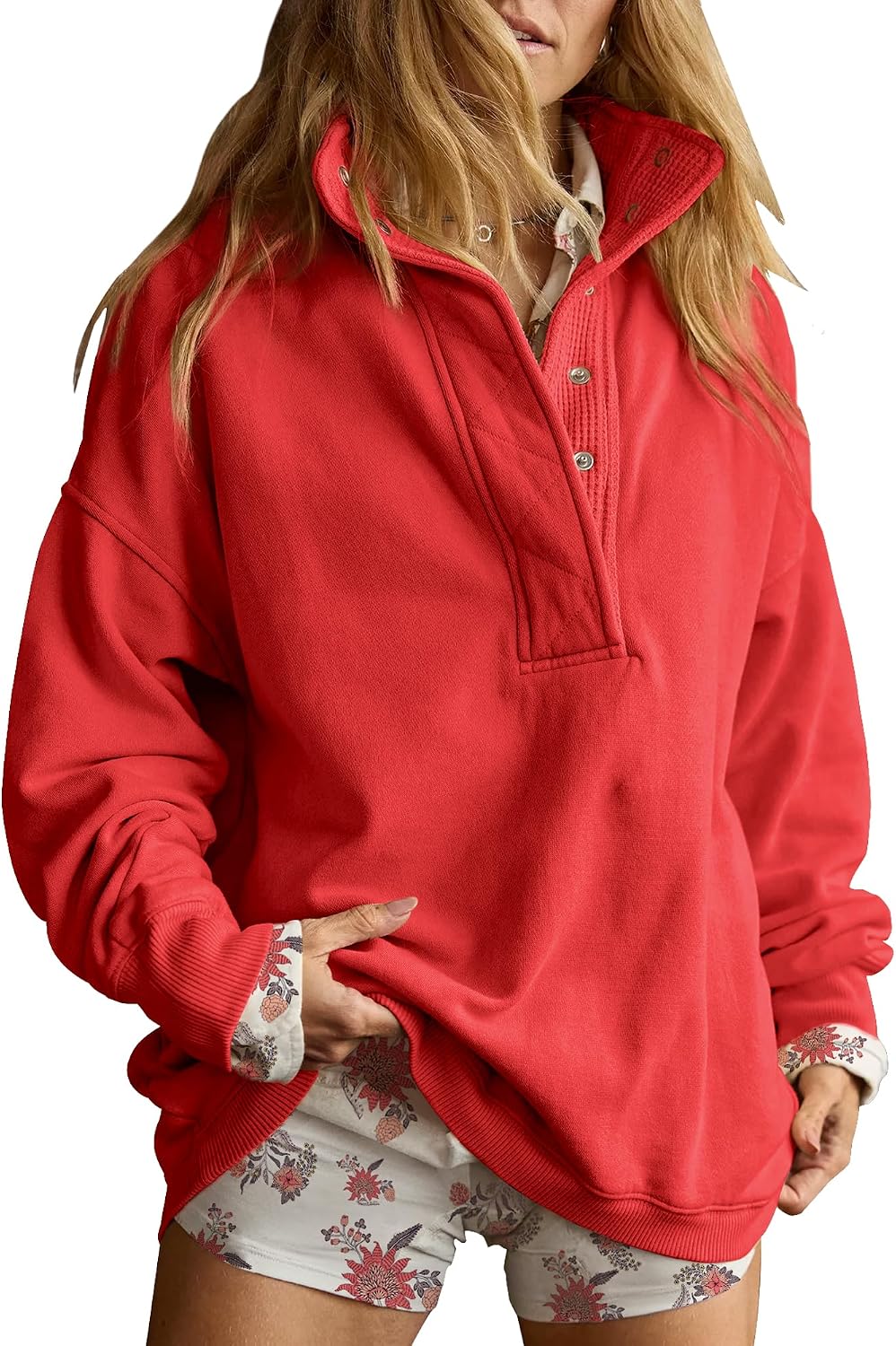 Sweatshirt for Women Oversized Henley