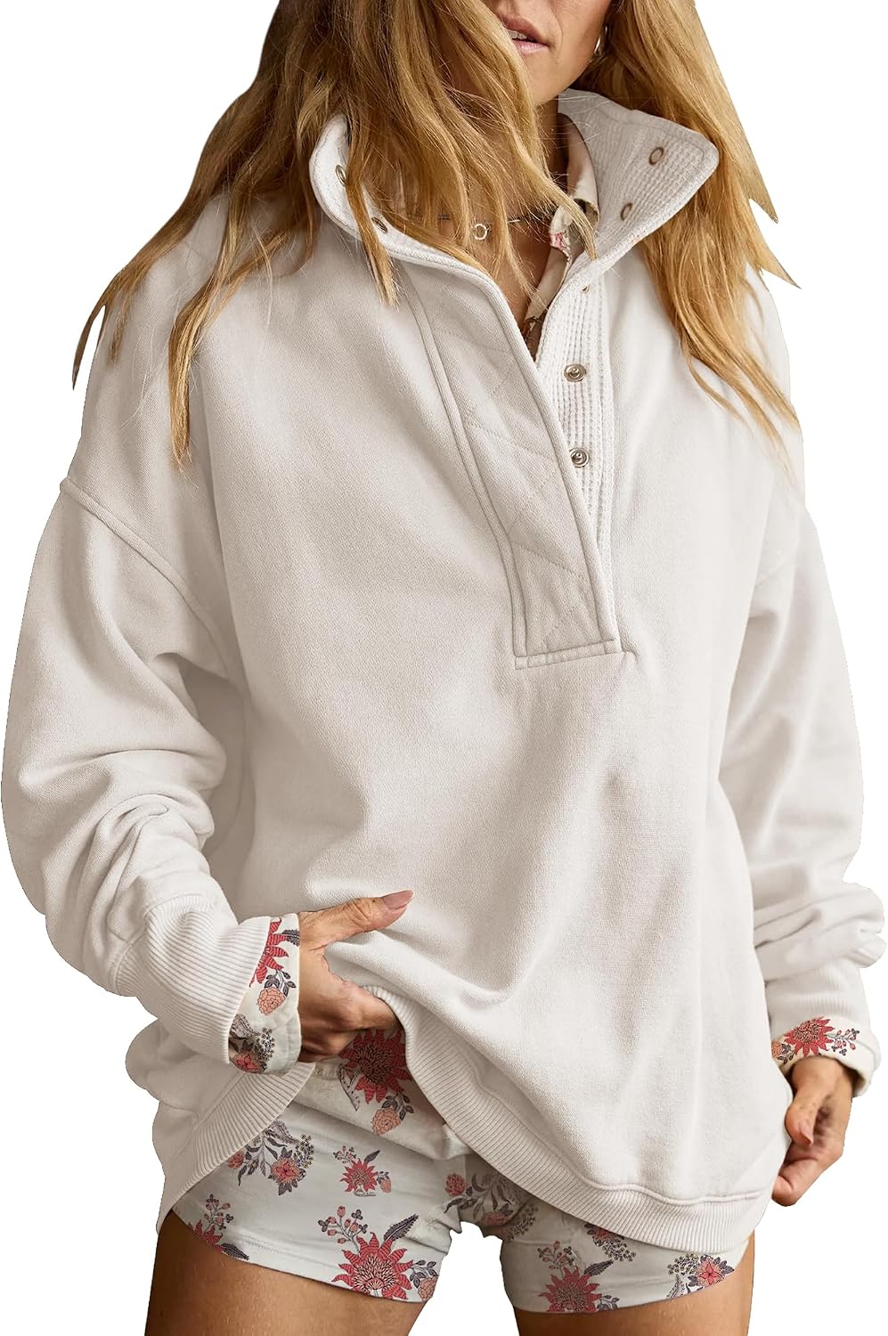 Sweatshirt for Women Oversized Henley