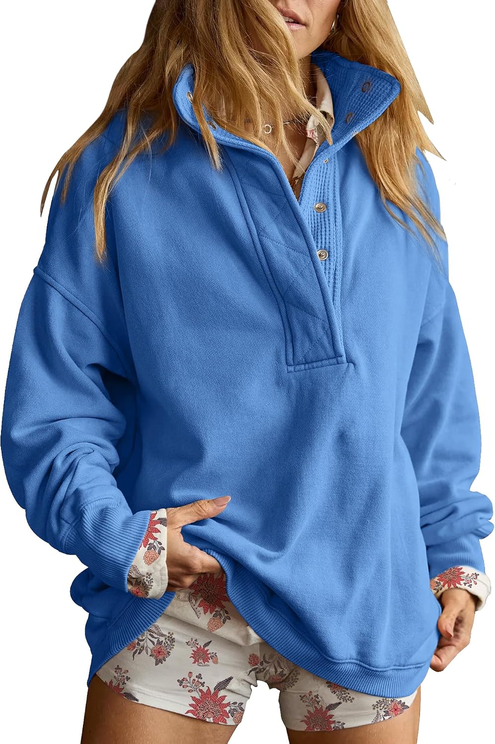 Sweatshirt for Women Oversized Henley