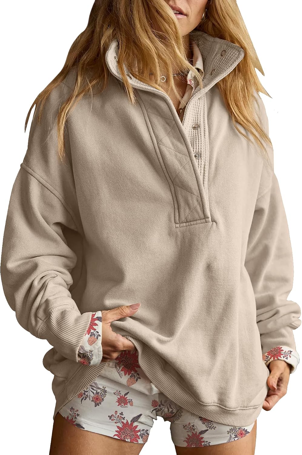 Sweatshirt for Women Oversized Henley