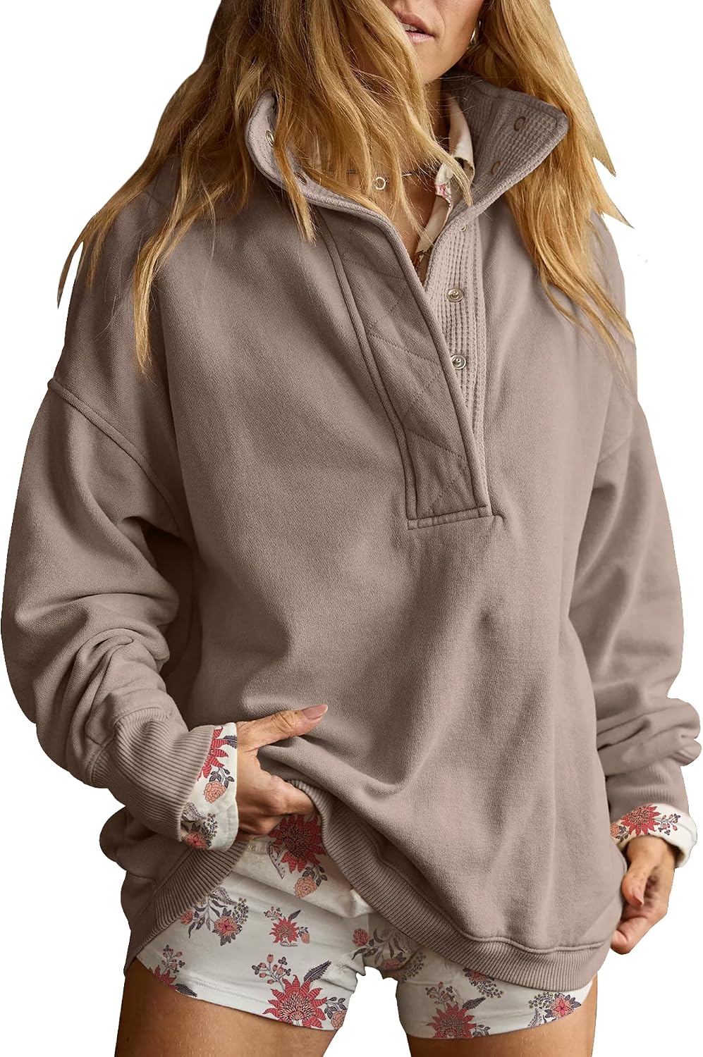 Sweatshirt for Women Oversized Henley