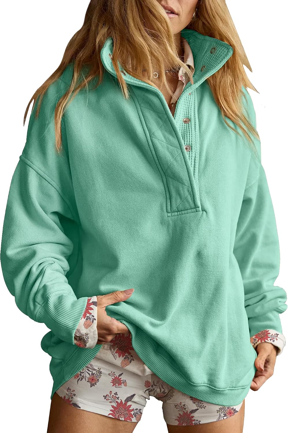 Sweatshirt for Women Oversized Henley