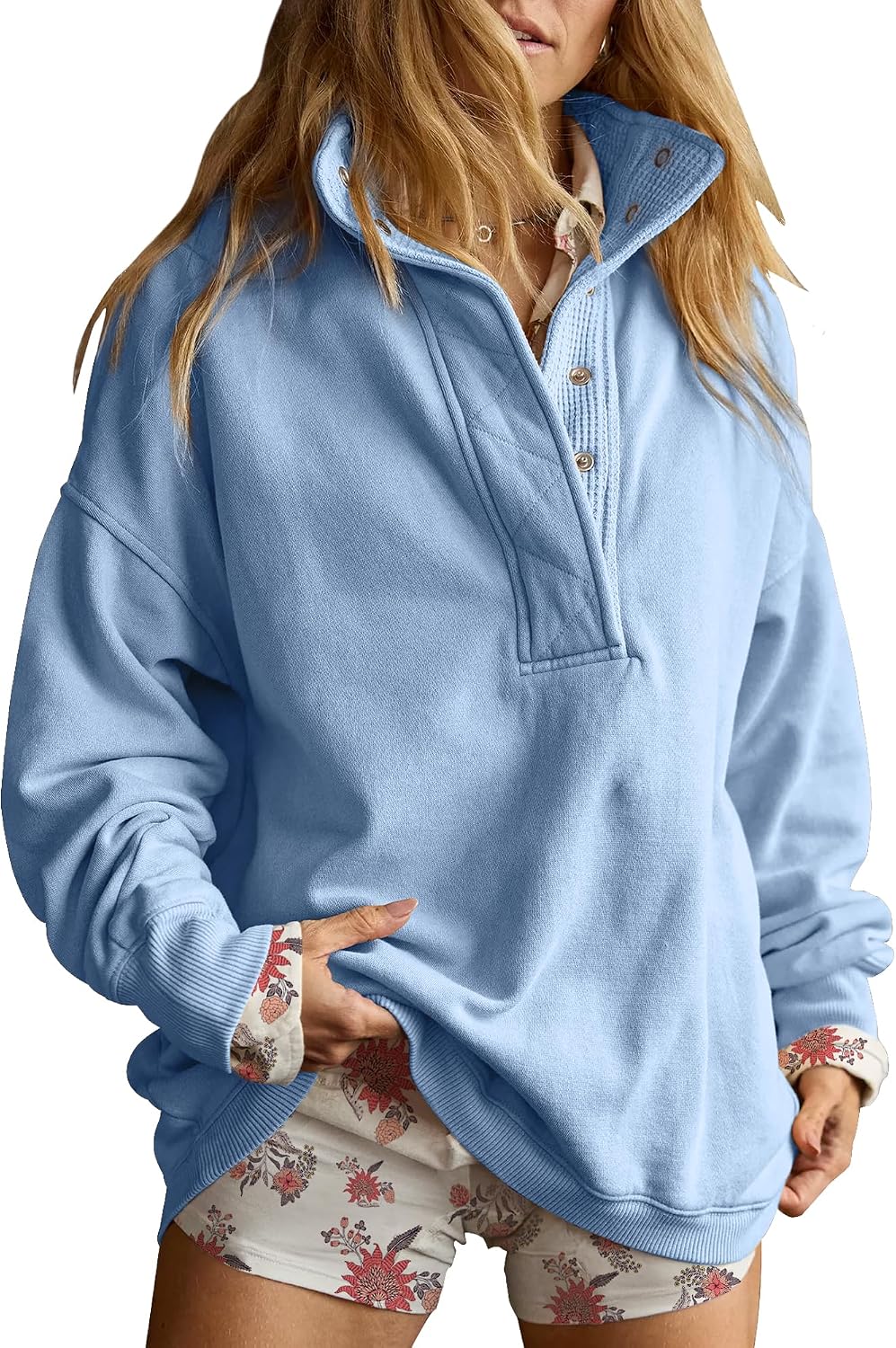 Sweatshirt for Women Oversized Henley
