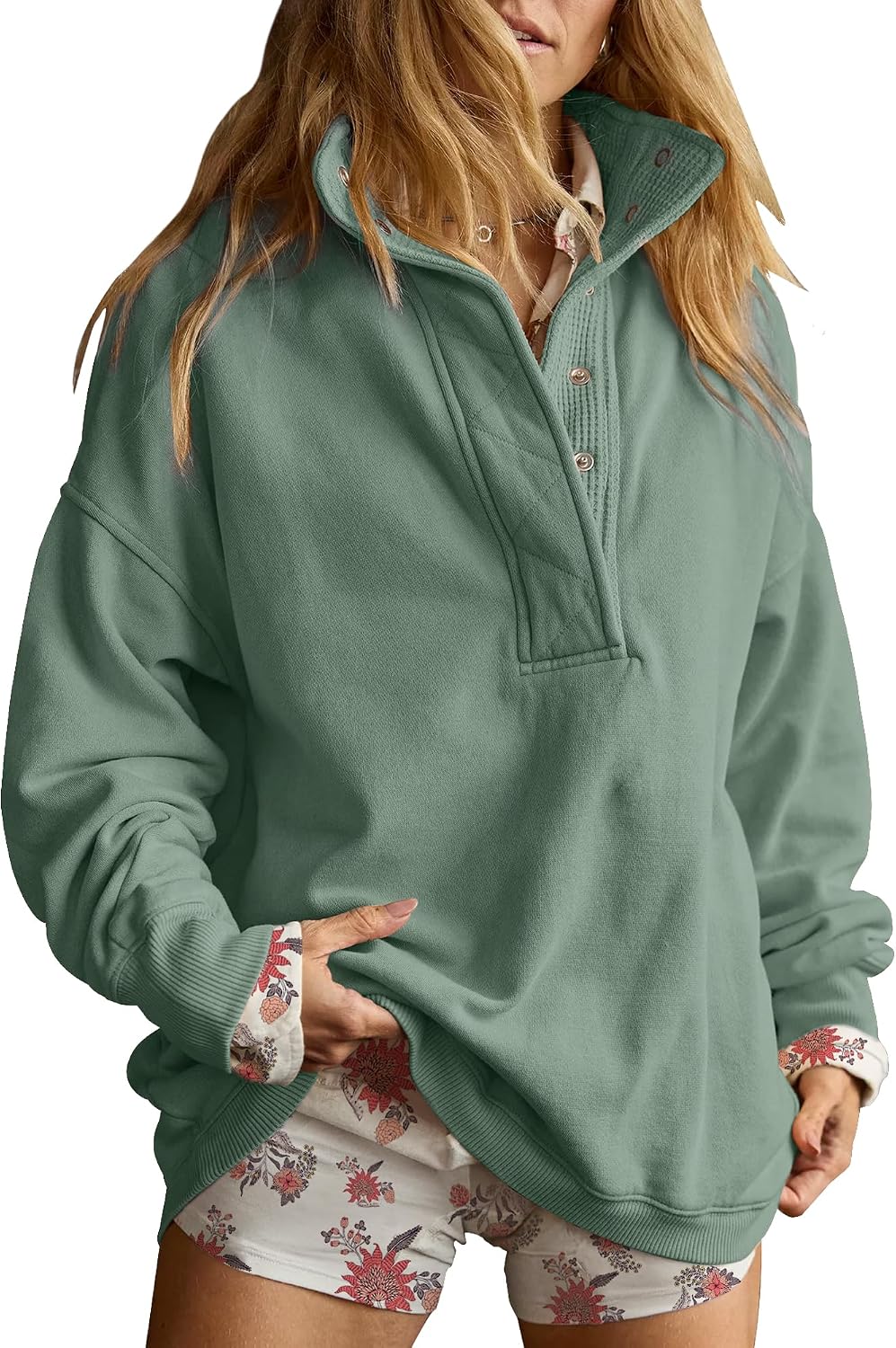 Sweatshirt for Women Oversized Henley