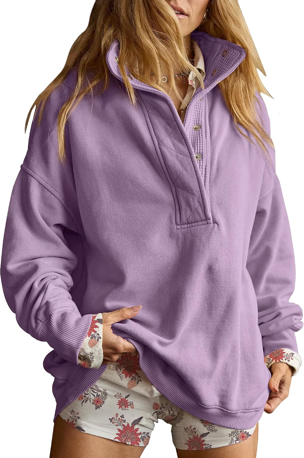 Sweatshirt for Women Oversized Henley
