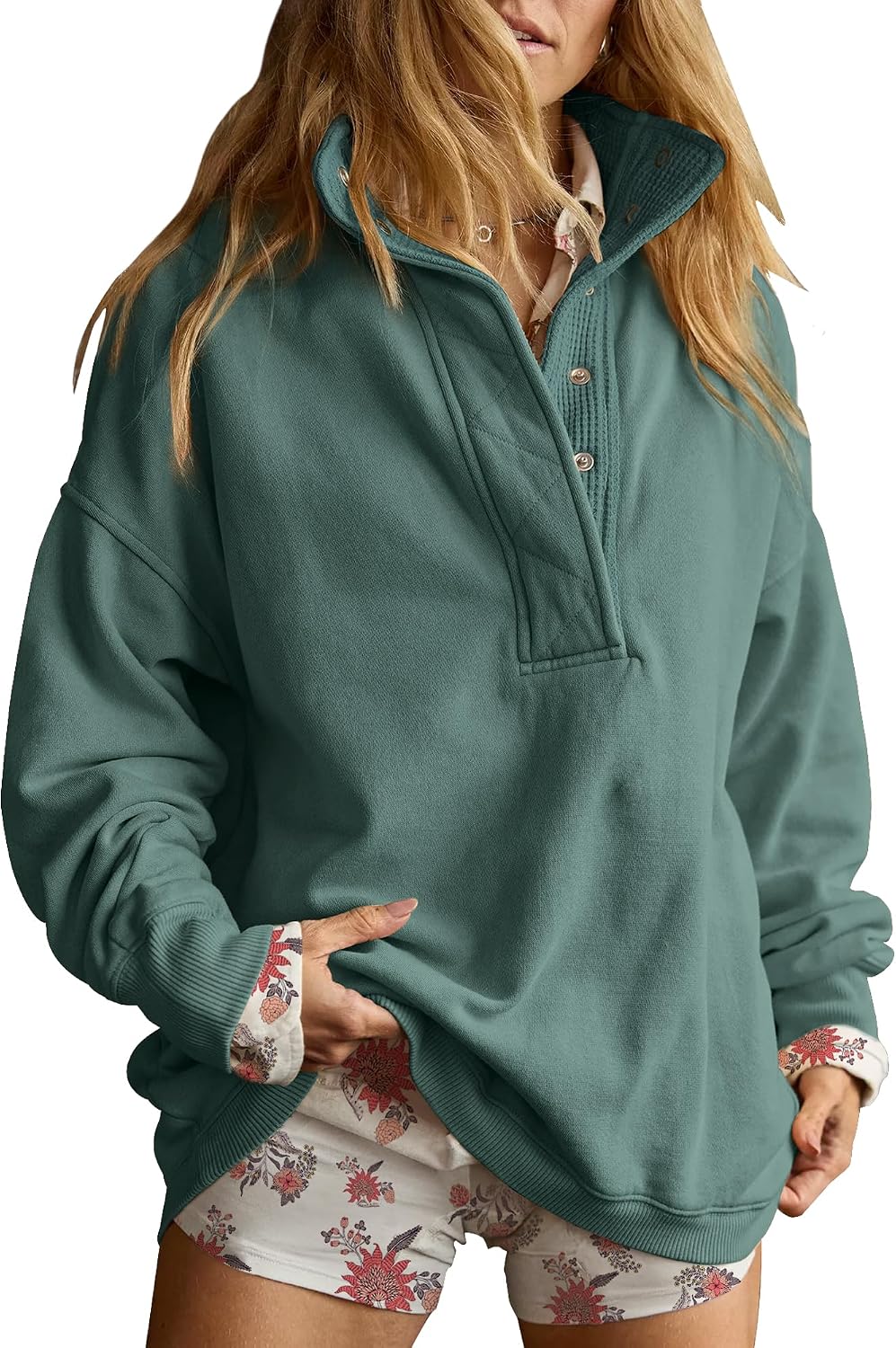 Sweatshirt for Women Oversized Henley