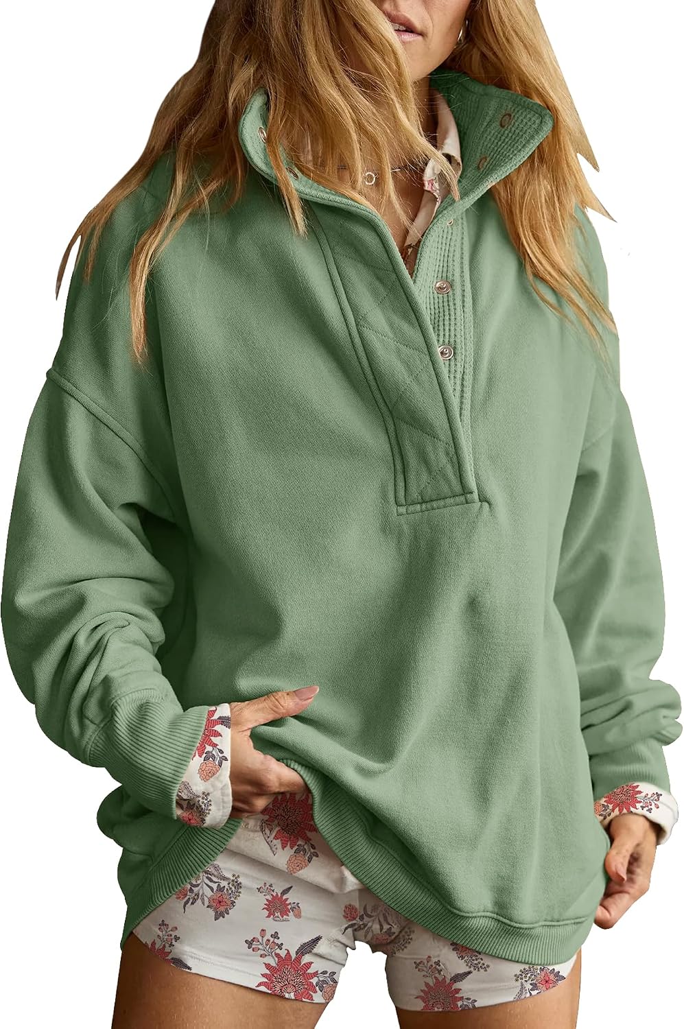 Sweatshirt for Women Oversized Henley