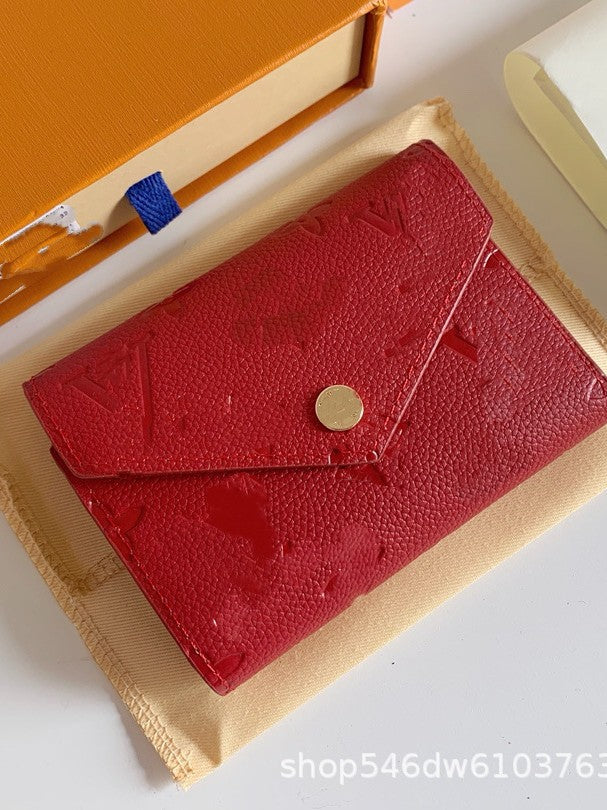 Foreign trade cross-border women's wallet tri-fold short embossed diamond pattern wallet fashionable classic multi-function card case simple