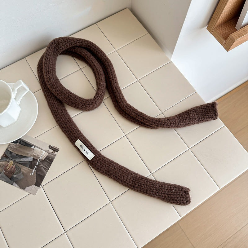 100% wool solid color, thin long long knit scarf