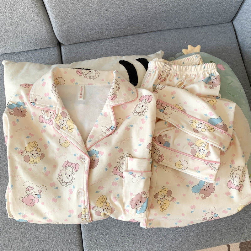 HelloKitty Velvet Pajamas Women's Autumn and Winter Coral Velvet Thickened Long Sleeve Spring and Autumn Loungewear Set