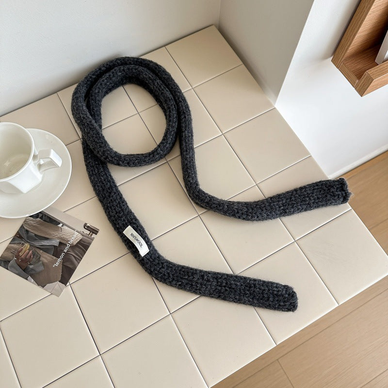 100% wool solid color, thin long long knit scarf