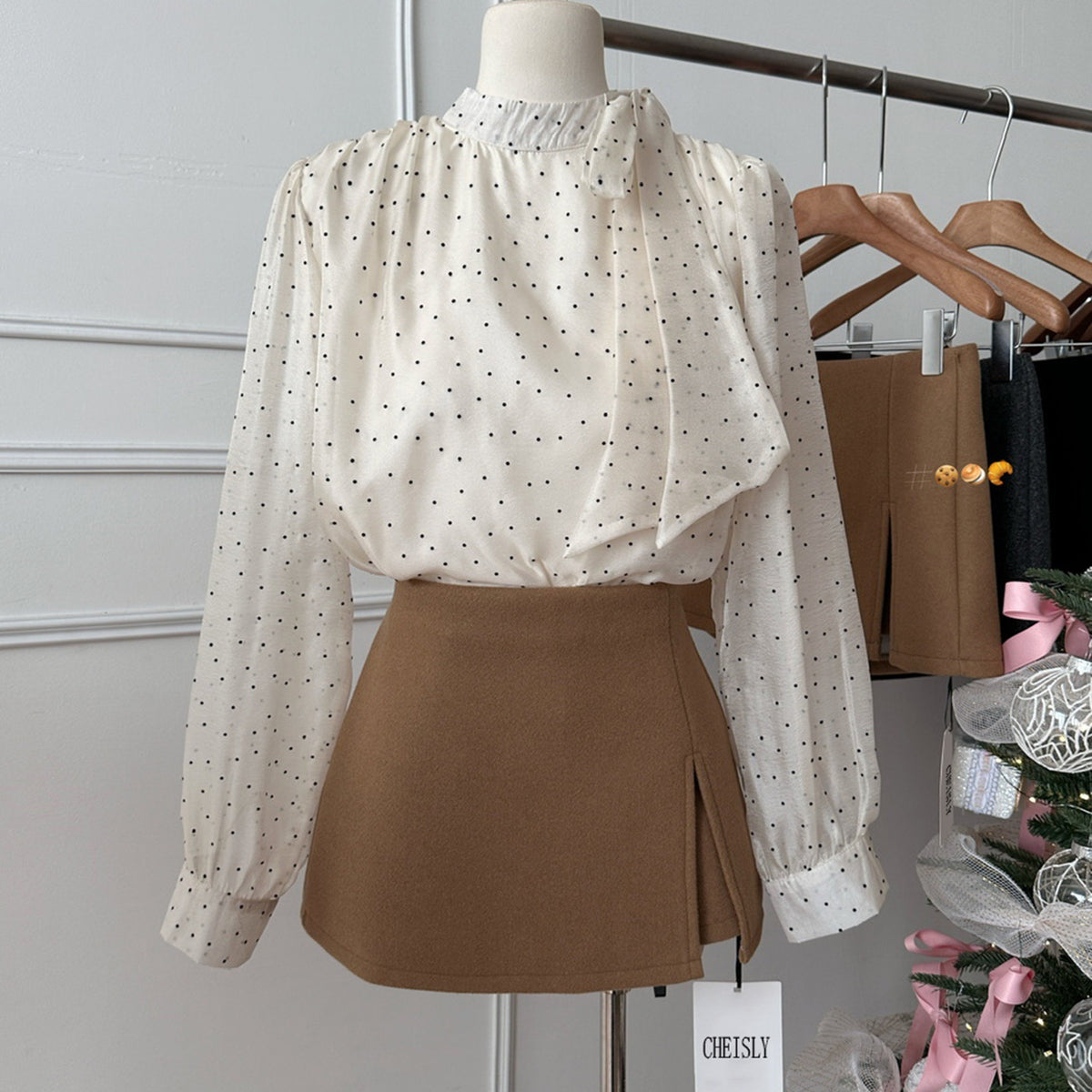 High-end double-slit woolen skirt, feminine temperament, versatile trouser skirt, anti-light skirt, high-waisted A-line skirt