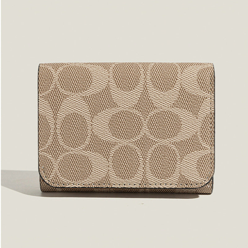 Dani Korean New Vintage High-End Geometric Letter Small Tri-Fold Student Short Wallet Coin Purse for Women