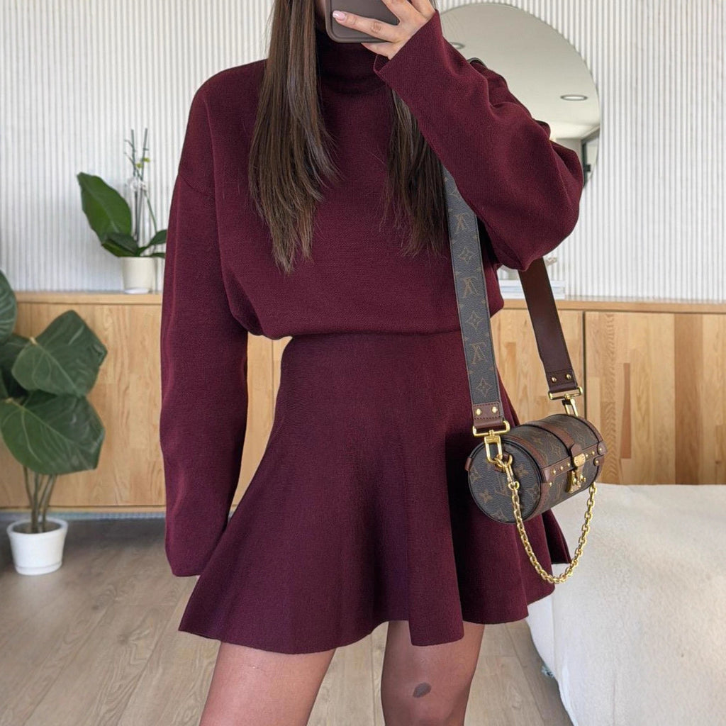 In-stock women's Korean sportswear set, elegant knit TK autumn/winter European and American women's new two-piece set