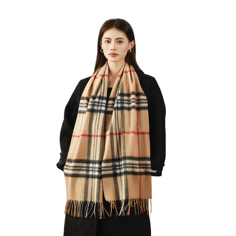 Autumn and winter Baba plaid scarf, women's winter high-end, versatile warm scarf, Korean plaid cross-border explosive shawl