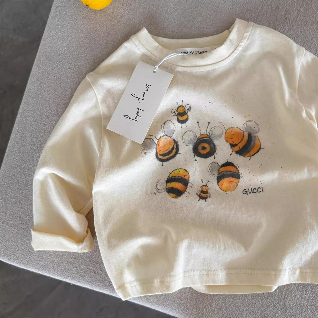 Tongxingyuan children's cartoon T-shirt, spring/autumn new boys' tops, baby long-sleeve trendy girls' base shirt, pure cotton T-shirt