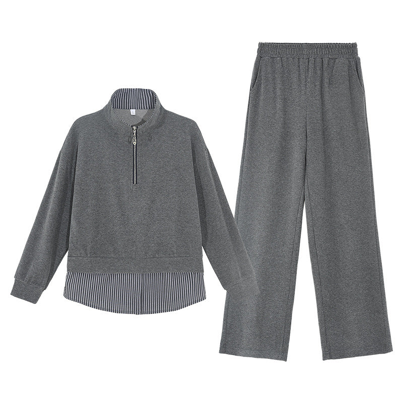 New Fashionable High-Quality Casual Half-Zip Stand Collar Skirt Sports Set for Women, 2026 Spring/Autumn Fashion Wide