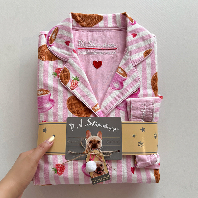 Strong push ~ foreign trade light luxury pjs pajamas spring and autumn sanded cotton pajamas women's long sleeves and pants loungewear pajama sets