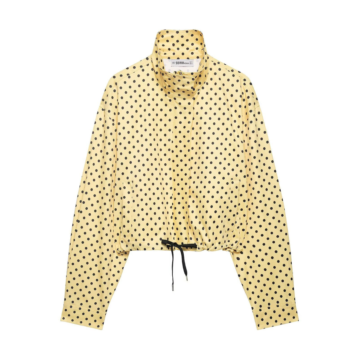Cross-border foreign trade new European and American style stand-collar women's polka dot seerserian pilot jacket elegant drawstring jacket for women