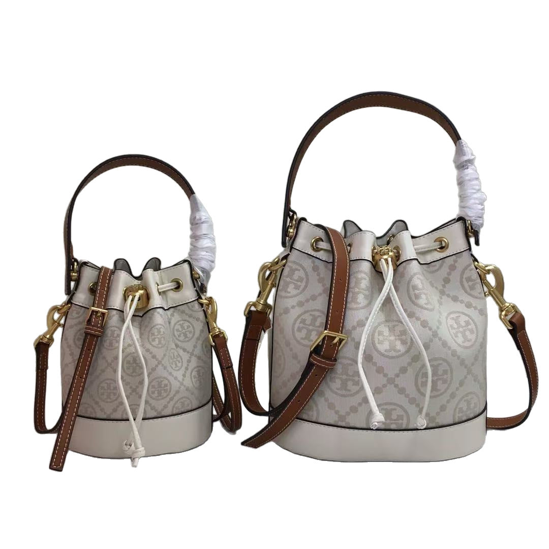 24TB Year of the Dragon New Canvas Cowhide One Shoulder Crossbody Fashion Trend Drawstring Bucket Bag Wine Bucket Pillow Tote Bag