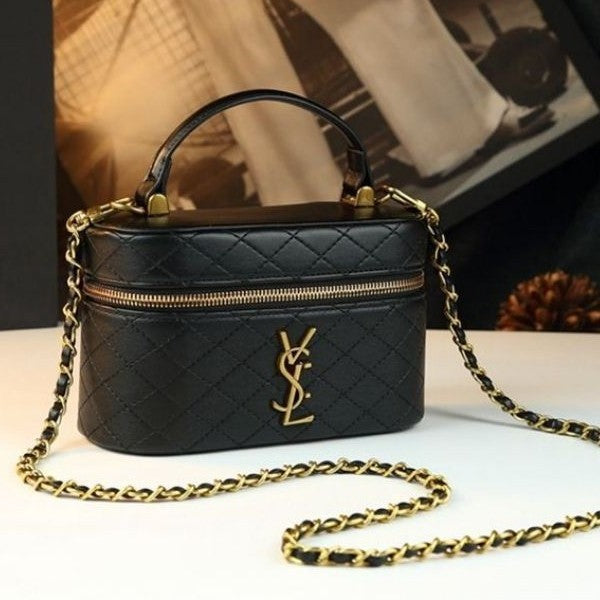 DIY Yangshulin diamond chain bag box cosmetic bag genuine leather versatile handbag single shoulder crossbody women's bag small square bag