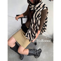 Carbon Water Retro Premium Zebra Pattern Scarf for Women, Autumn/Winter Warm Versatile Neck Warmer and Shawl, Dual-use