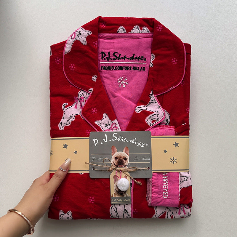 Strong push ~ foreign trade light luxury pjs pajamas spring and autumn sanded cotton pajamas women's long sleeves and pants loungewear pajama sets