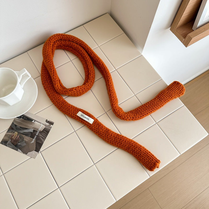 100% wool solid color, thin long long knit scarf