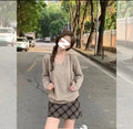 Autumn and winter Korean V-neck long-sleeve knit top for women, loose, slimming, solid color, versatile basic base top for outerwear