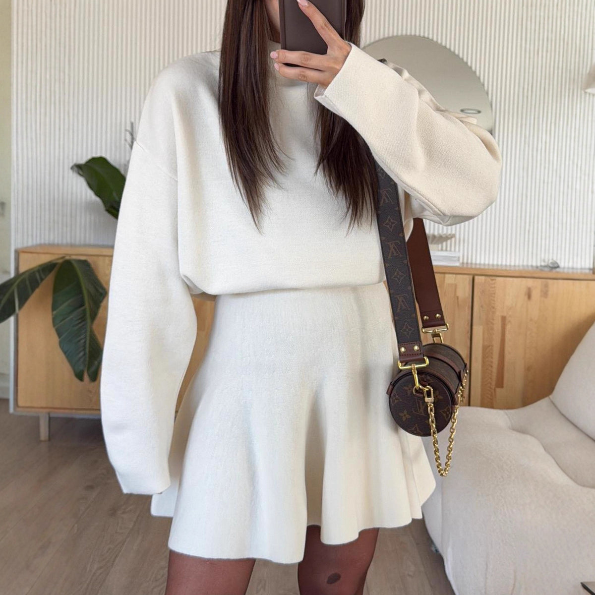 In-stock women's Korean sportswear set, elegant knit TK autumn/winter European and American women's new two-piece set