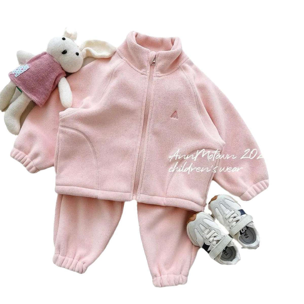 Sweet Xiaosi children's and girls' set, autumn/winter 2026 new little girl fleece jacket, children's fleece-lined warmth