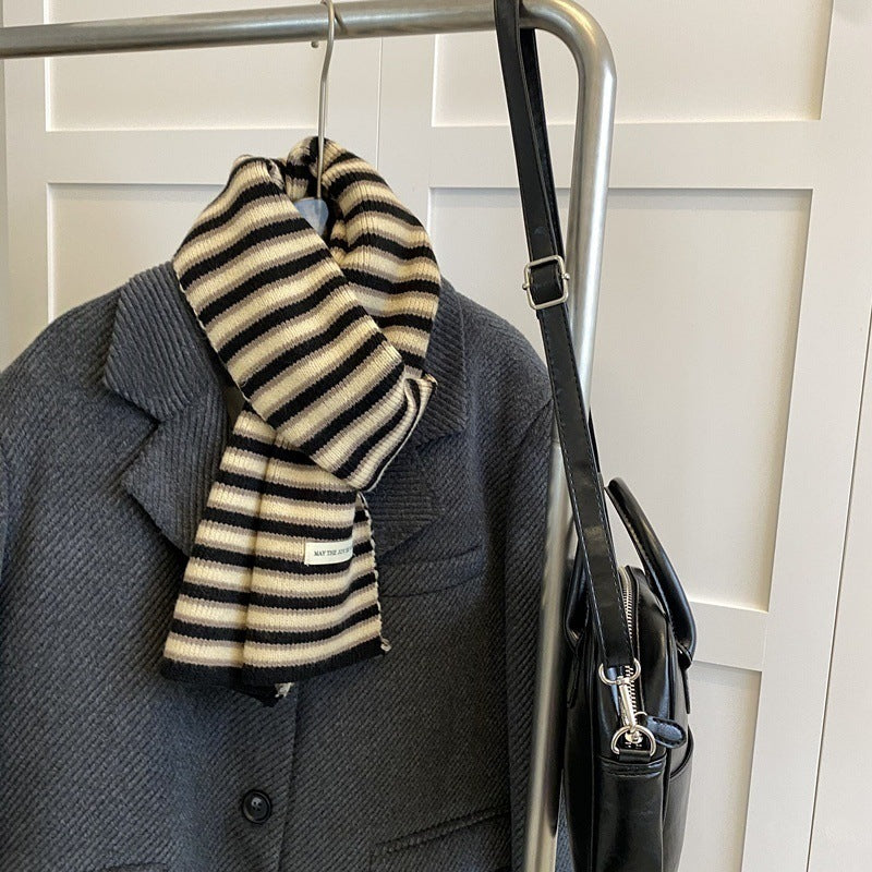 High-quality striped imitation cashmere knitted scarf