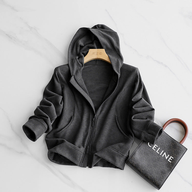 Comfortable fried with wool mulberry silk soft glutinous hood stand-up collar zipper jacket straight trouser set women's autumn 093