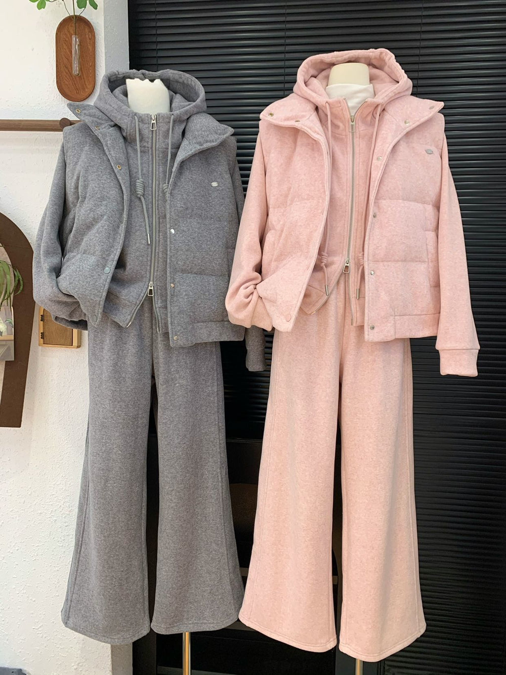 High-end pop sports style suit women's autumn and winter new cropped sweatshirt thickened sleeveless vest three-piece set women's