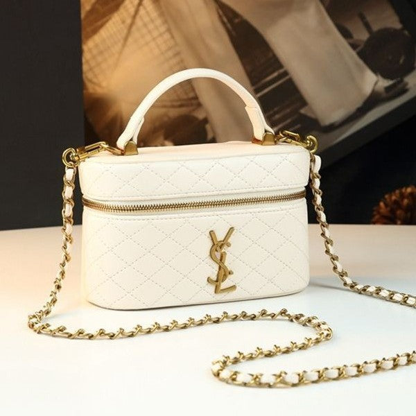 DIY Yangshulin diamond chain bag box cosmetic bag genuine leather versatile handbag single shoulder crossbody women's bag small square bag