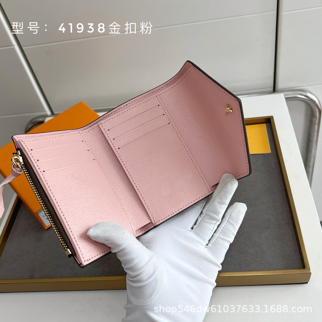 Foreign trade cross-border women's wallet tri-fold short embossed diamond pattern wallet fashionable classic multi-function card case simple