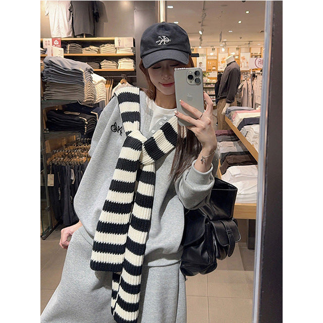 High-end casual sportssuit female autumn student loose slimming Korean version fashion sweatshirt wide-leg pants two-piece set