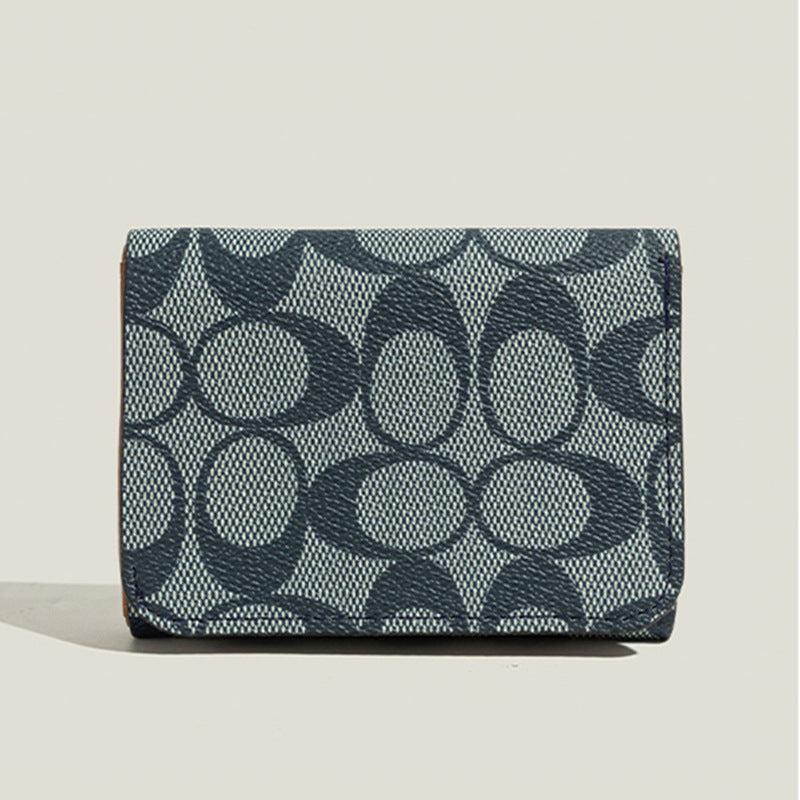 Dani Korean New Vintage High-End Geometric Letter Small Tri-Fold Student Short Wallet Coin Purse for Women